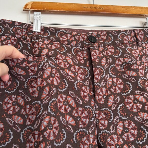 Anthropologie brown floral essential slim pants (size 12) - Picture 3 of 5